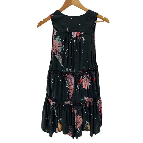 FREE PEOPLE Haze Floral Tiered Ruffle Tunic Sleeveless Flowy Shirt Boho Size XS - Picture 5 of 9